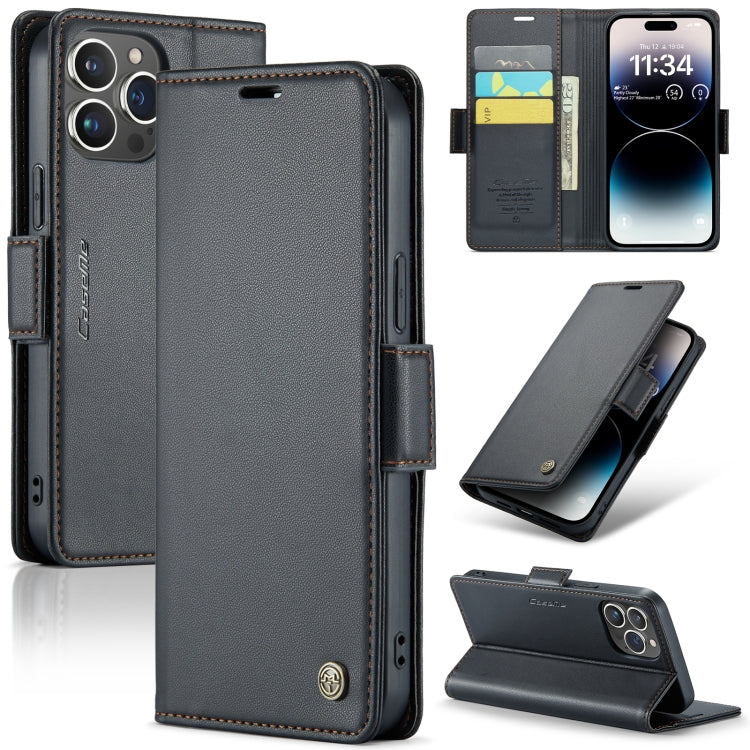 CaseMe Butterfly Buckle Litchi Texture RFID Anti-theft Wallet Case - For iPhone 14 Pro Max - mosaccessories